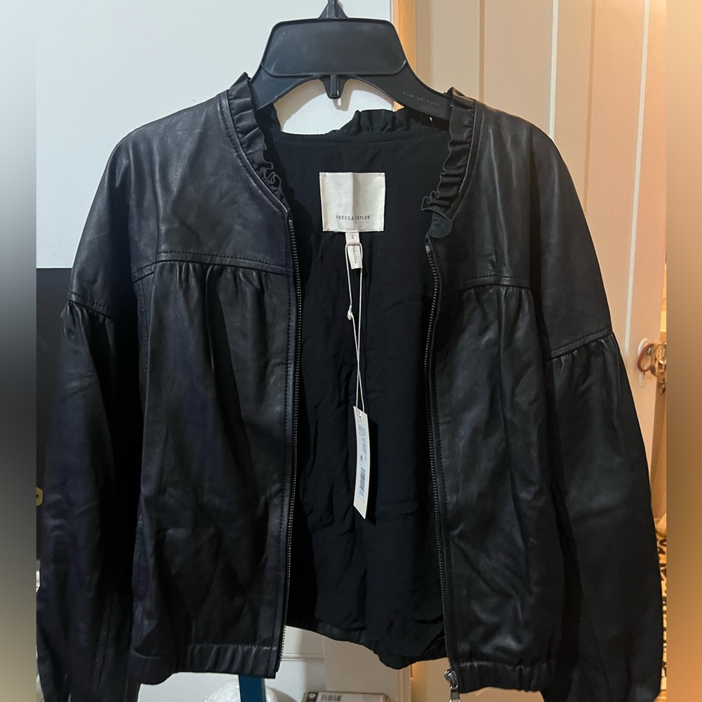 Rebecca Taylor Leather Bomber Sz 2 NWT